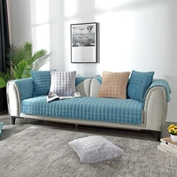 winter warm plush sofa cover thick flannel plaid quilted couch seat cushion covers for home non slip sofa backrest armrest towel