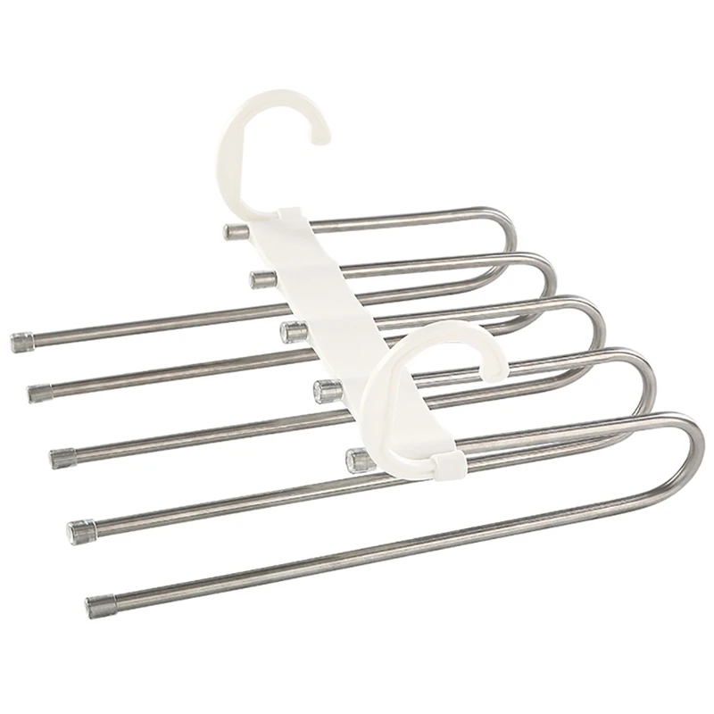 

4 Pcs Trouser Hanger Space-Saving 5 In 1 Trouser Hanger Multiple Made Of Stainless Steel Extendable For Trousers Scarves