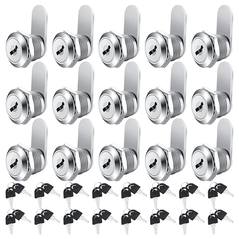

HOT SALE 16 Pieces Cabinet Cam Lock Keyed Alike Cylinder Cam Lock 5/8 Inch Zinc Alloy Drawer Lock Secure File Cylinder Lock Keye