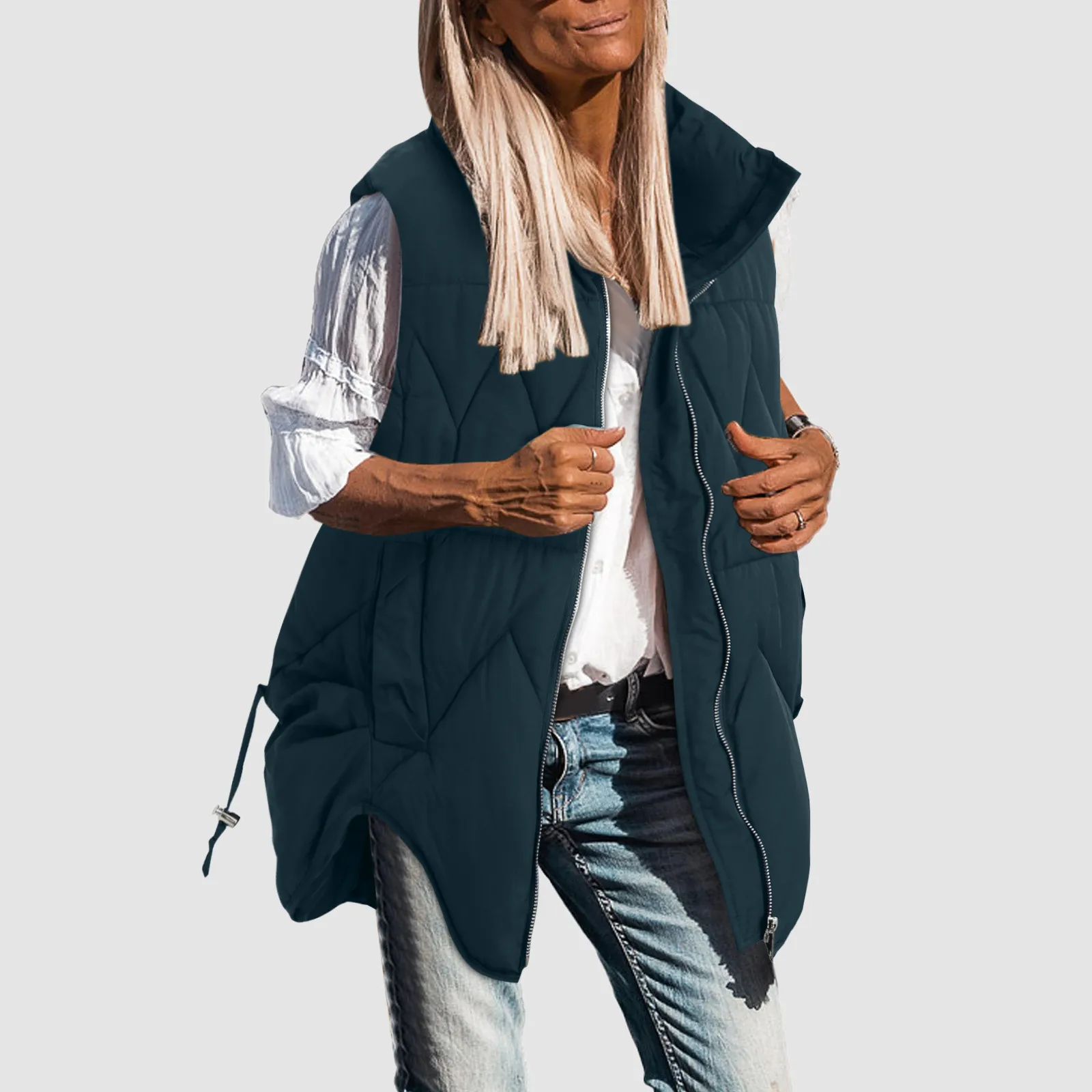 

Женское пальто, жилет с воротником-стойкой, пуховое пальто, хлопковая пуховая куртка без рукавов, жилет, зимняя Осенняя Женская одежда, теплая зимняя верхняя одежда