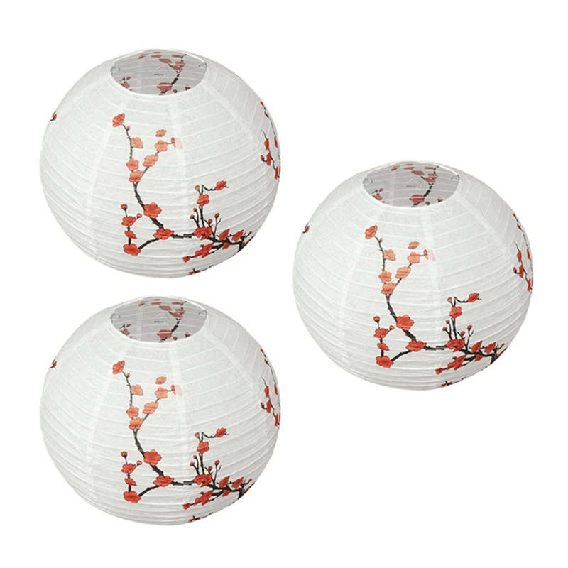 

3X 30Cm Lamp Shade Paper Lantern Oriental Style Light Decoration Plum Blossom-FS-PHFU