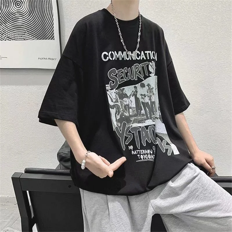 

SYUHGFA 2022 Summer American Vintage Men's Graphic T Shirts Short Sleeve Hip-hop Brand O-neck Male Tops Fashion Casual Tee Shirt