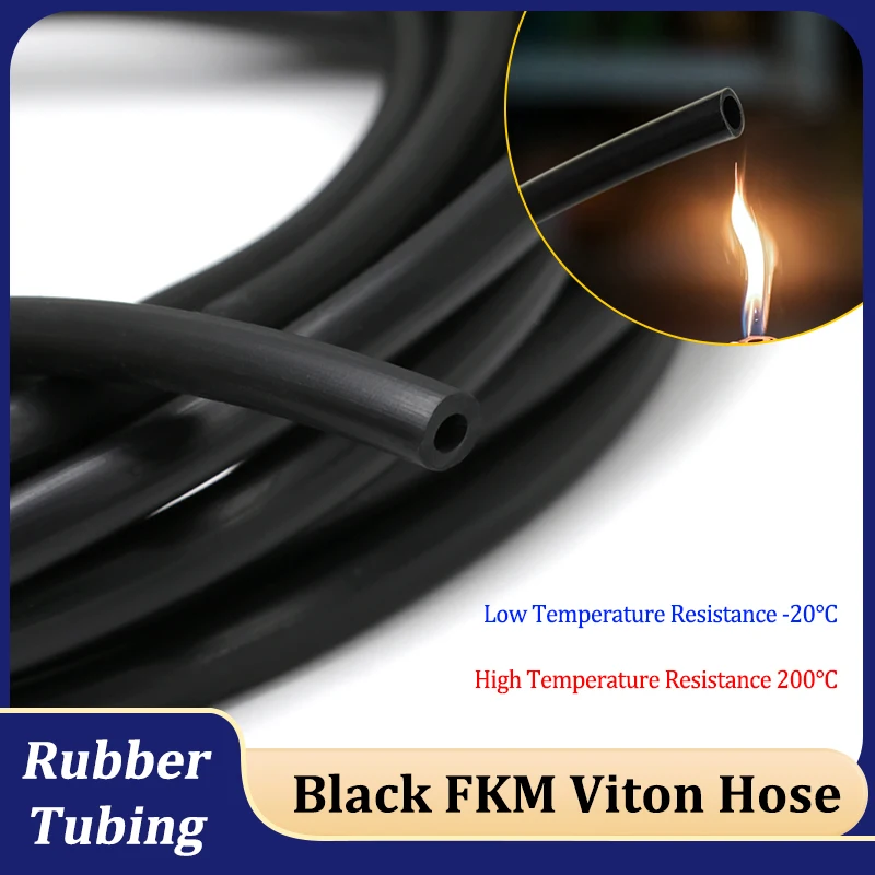 1-10 м черная фторкаучук FKM витон трубка диаметром 2 мм-25 мм высокая температура 200 градусов C кислотно-щелочная коррозионная стойкость масляный шланг