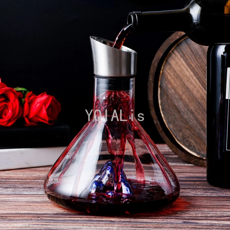 

New Style 1500-2000ml Creative Crystal Glass Waterfall Speedy Decanter Blue Green Iceberg Red Wine Pourer Luxury Fashion Bottle