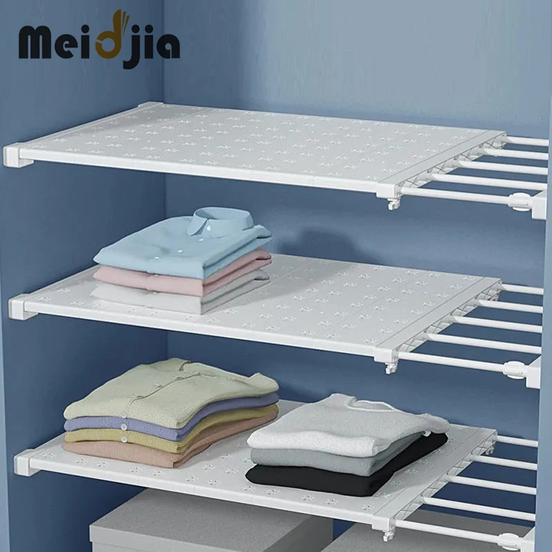 

MEIDJIA Wardrobe Shelves Closet Organizers Storage Racks Telescopic Shelf Wall Mounted Racks for Kitchen Bathroom Shoes Cabinet