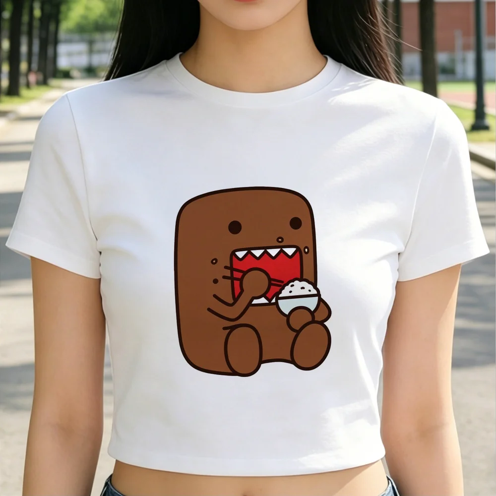 Фото Кроп-топ Domo Kun женский винтажный гяру альтернативный летний топ в стиле бэдди кутекор недорогой милый №3