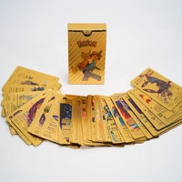54pcs pok%c3%a9mon foil plastic gold plated black gold card gxvvmax little fire dragon battle card childrens toy collection