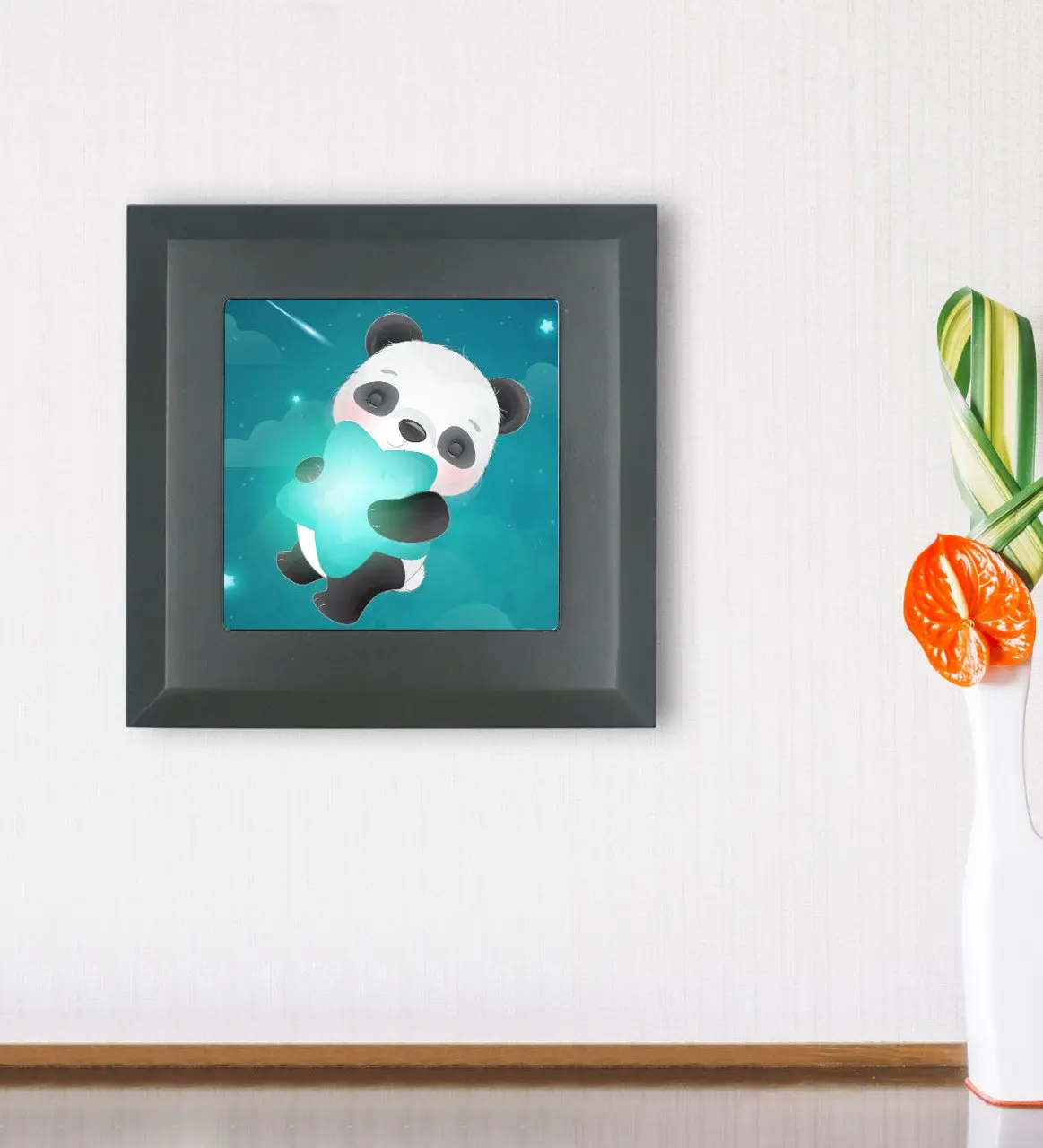 

BK подарок панда дизайн дерево рамка каменная стена Фотообои