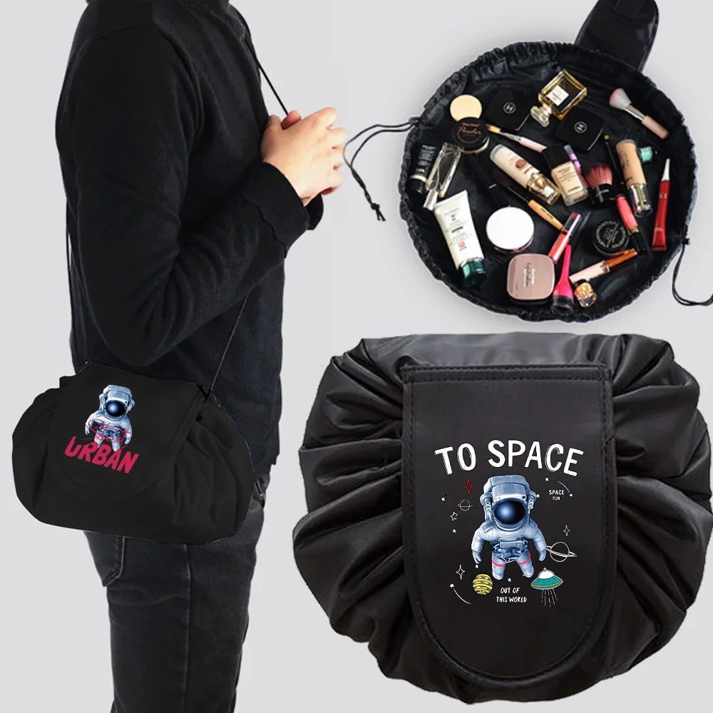 

Вместительная дорожная косметичка на шнурке, женская сумочка для косметики с рисунком астронавта, Несессер для Хранения Туалетных принадл...