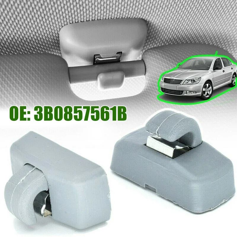 

2Pcs Car Sun Visor Hook Clips Bracket 3B0857561B Beige/Grey Sunvisor Hanger Clip Decor Car Interior for VW Golf Jetta MK4 Passat