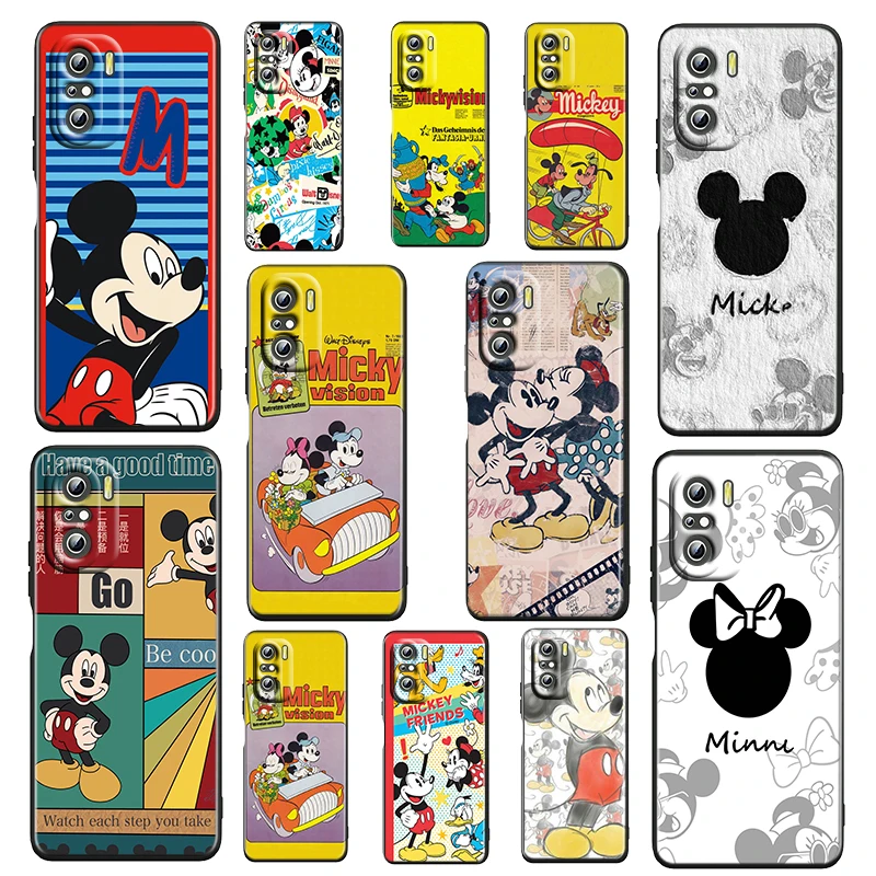 

Anime Mickey Mouse Boy Black Phone Case For Xiaomi Redmi K50 K40 Gaming K30 K20 Pro 5G 10X 10C TPU Soft Silicone Fundas Cover