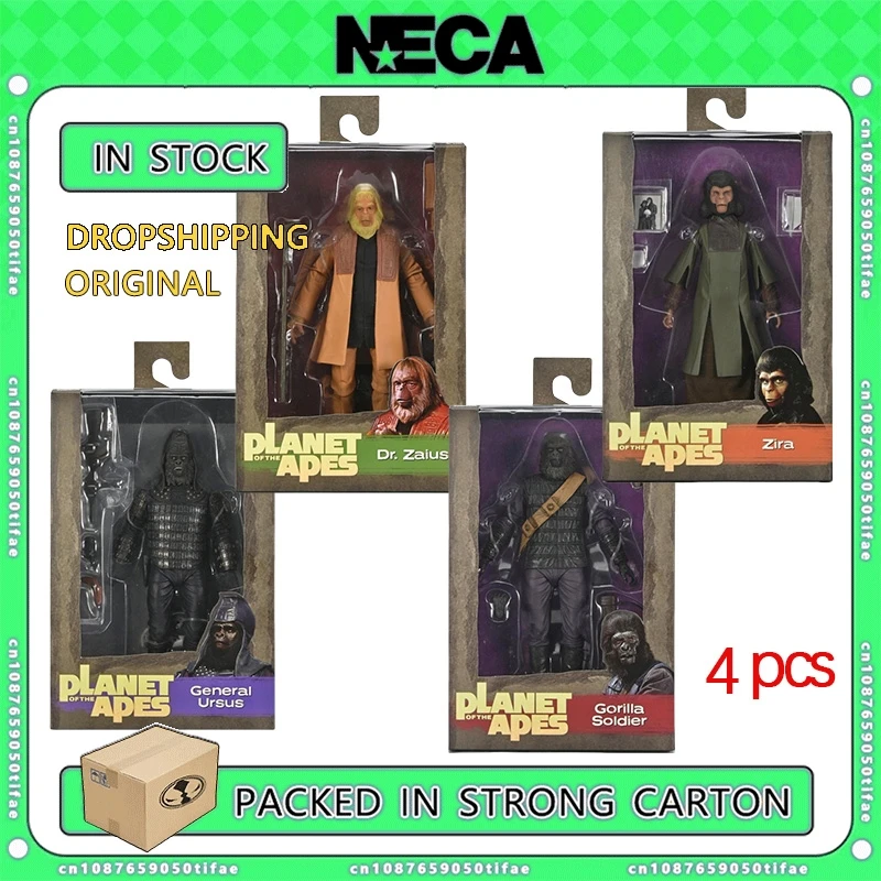 NECA Toys Planet Of The Apes Dr. Zaius Zira Gorilla Soldier General Ursus 4 шт. оригинальная аниме-кукла модель