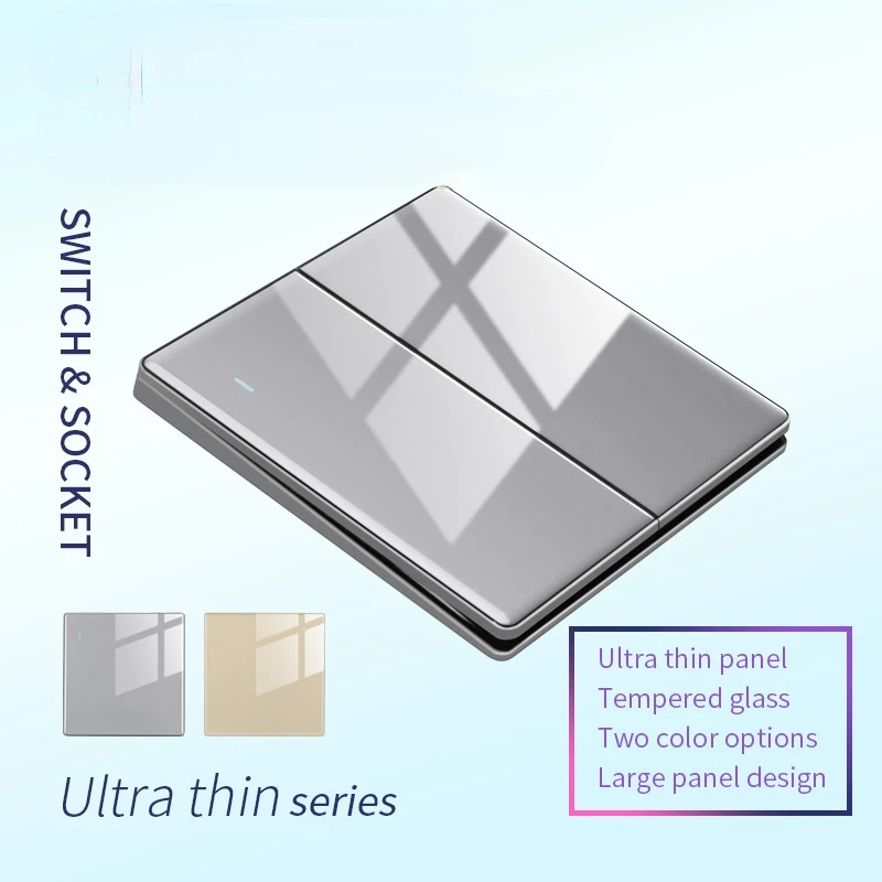 

86 type 1 2 3 4 gang 1 2 way gray flat toughened glass ultra-thin household switch wall universal multi USB switch socket panel