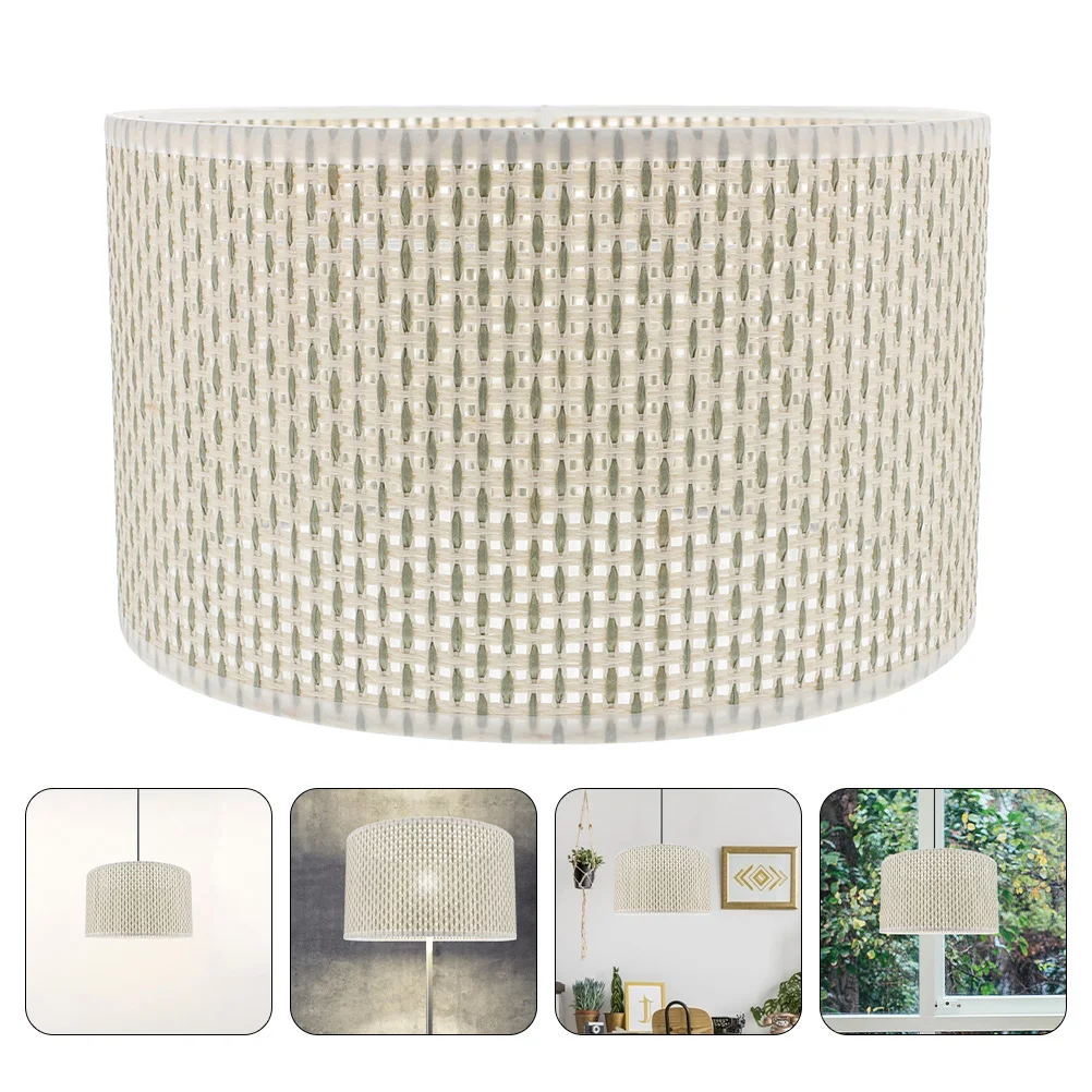 

Rustic Lamp Shades Drum Weaving Lampshade Light Cover Woven Lamp Cover for Desk Table Floor Lighting Fixtures Beige