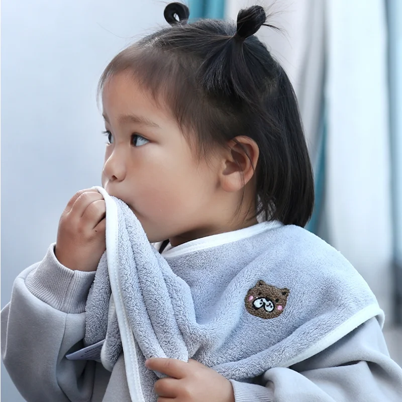 

Multifunction Bib Apron Cartoon Children Kerchief Washing Face Towel Coral Velevt Fleece Burp Cloths Bandanas for Kid Baby Stuff