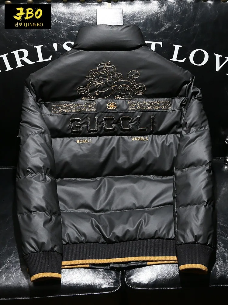 Ozhouzhan толстый теплый мужской пуховик новый зимний модный воротник-стойка белый