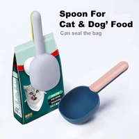 cat dog food spoon pet feeding spoon with sealed bag clip new multifunctional creative measuring cup curved design easy to clean