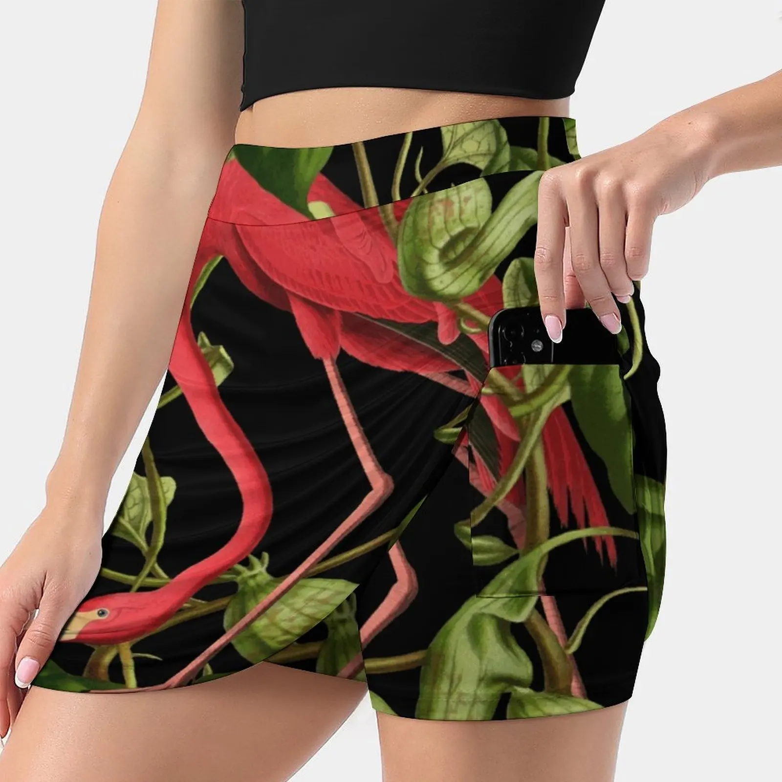 

Flamingo Skirts Woman Fashion 2022 Pant Skirt Mini Skirts Office Short Skirt Flamingo Pink Jungle Plants Tropical Exotic Animal