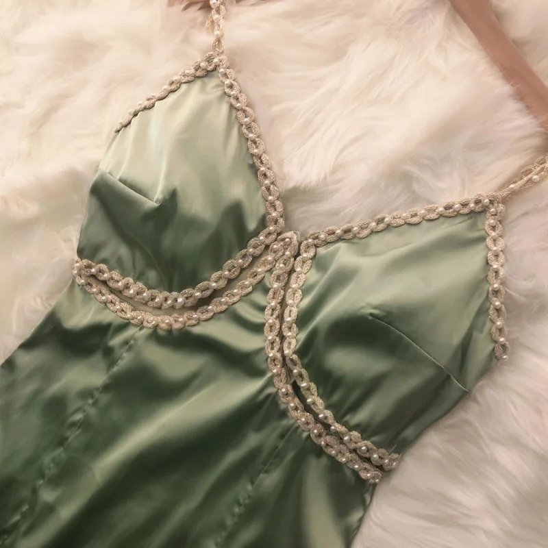 Платье женское атласное на бретельках повседневное пикантное пляжное вечернее