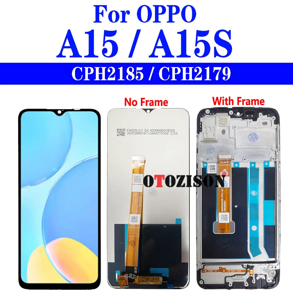 ЖК-дисплей 6,52 дюйма с рамкой для OPPO A15 CPH2185 дисплей A15s CPH2179 сенсорный датчик дигитайзер в сборе запасные части A15 A15s