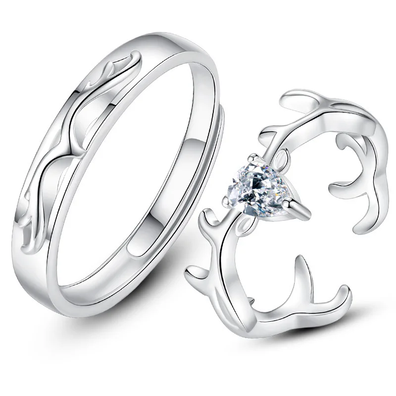 

New fashion trend Yilu has you couples open niche cute s925 silver inlaid 5A zircon men and women ring high sense