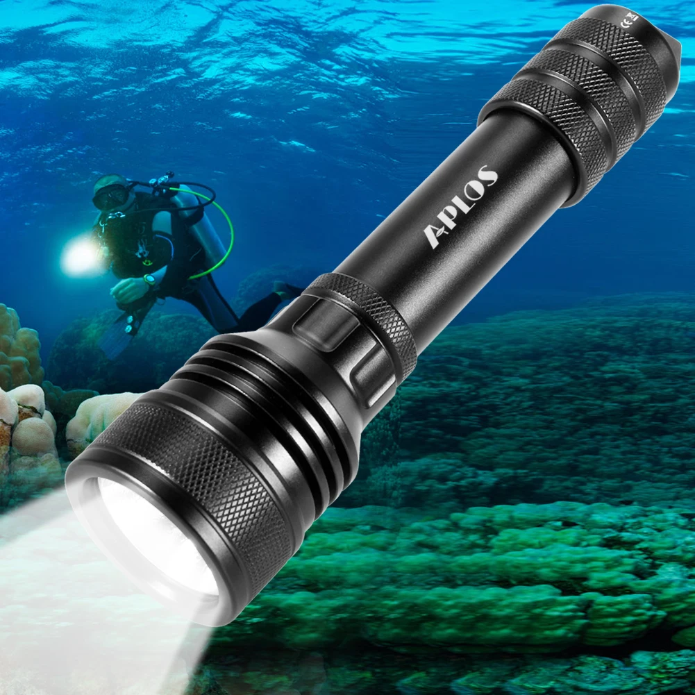 

APLOS AP20 2000 Lumen Scuba Diving Flashlight XHP50 High Brightness LED Dive Torch, IPX8 Waterproof Underwater 150m 492ft