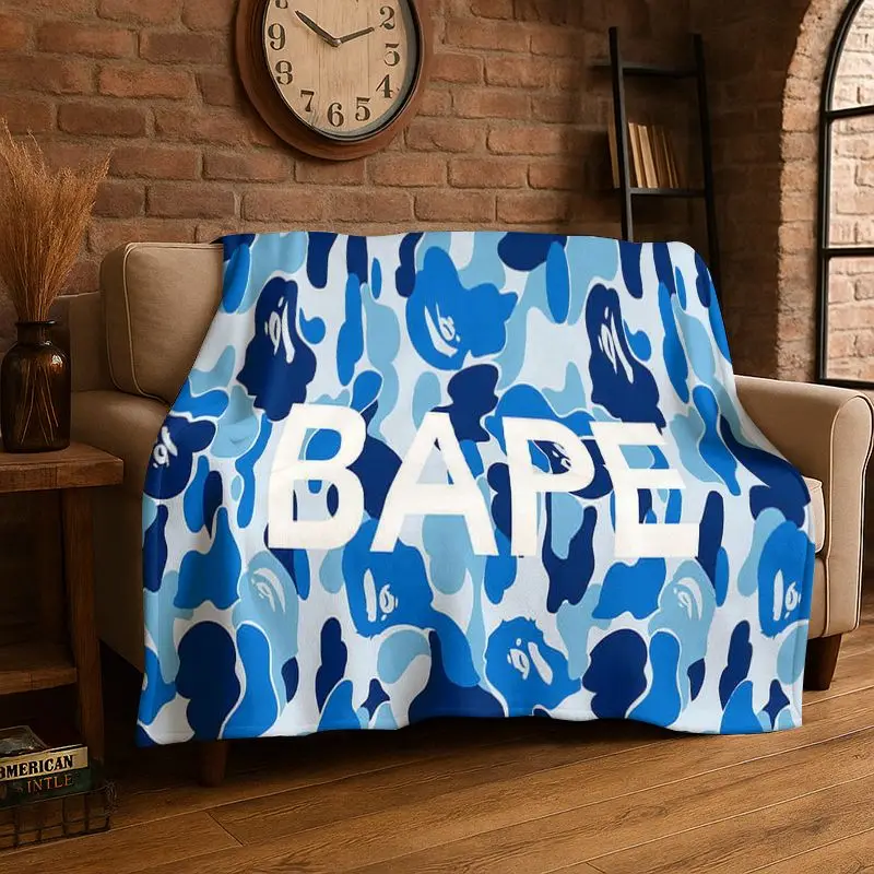 Фото 3D-плед B-Bape с камуфляжным принтом, мягкий плюшевый плед из фланели для гостиной, спальни, кровати, дивана, пикника, офиса, подарок №3