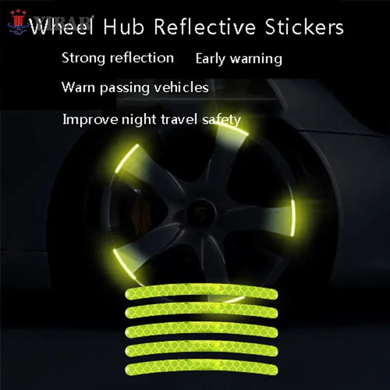 

20pcs Wheel Hub Reflective Stickers Anti Scratch Auto Body Decorative Rim Tape Strips Warning Passing FOR Car Motorcycle Bicycle