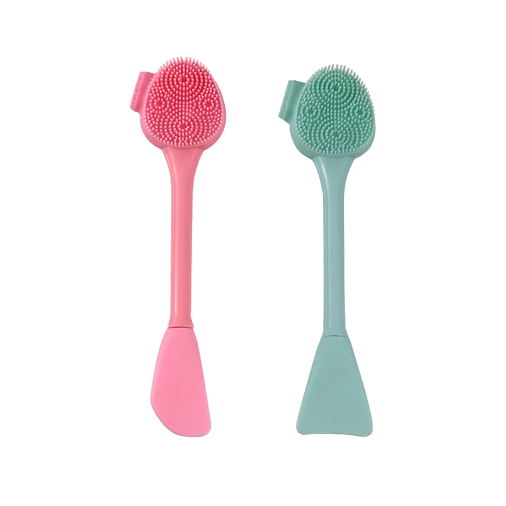 

Face Brush Facial Silicone Double Brushes Ended Scrubber Applicator Cleaning Makeup Deep Exfoliating Sided Scraper Spatula Wash