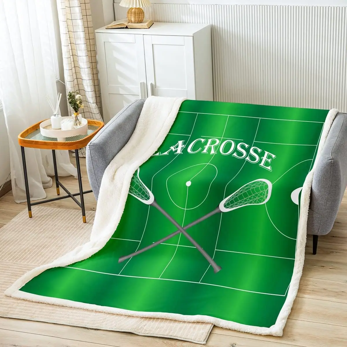 

Lacrosse Kids Throw Blanket,Lacrosse Field Modern Abstract Bed Blanket,Girls Boys Adults Xmas Decor,Winter Ball Sports