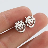 316l stainless steel lion head earrings factory direct punk animal titanium steel jewelry pierced lion men stud earrings