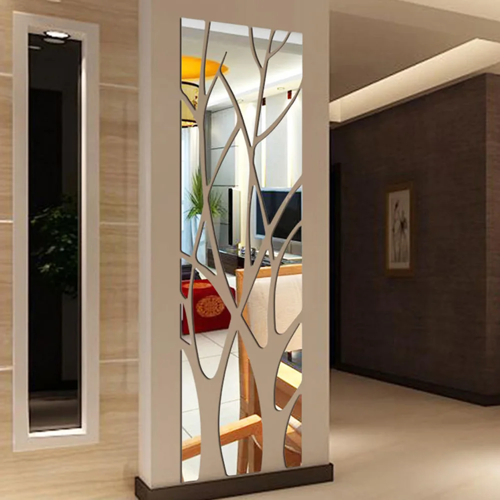 

Durable Acrylic Living Room Art Mural DIY Home Decor TV Background Bedroom Branch Pattern Self Adhesive Mirror Surface Modern