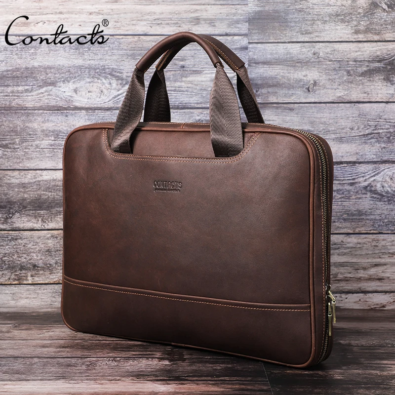 

Кожаный мужской портфель, деловая мужская сумка, повседневная большая сумка для ноутбука 13,3 дюйма, винтажные сумки-мессенджеры для ноутбука 15,6 дюйма