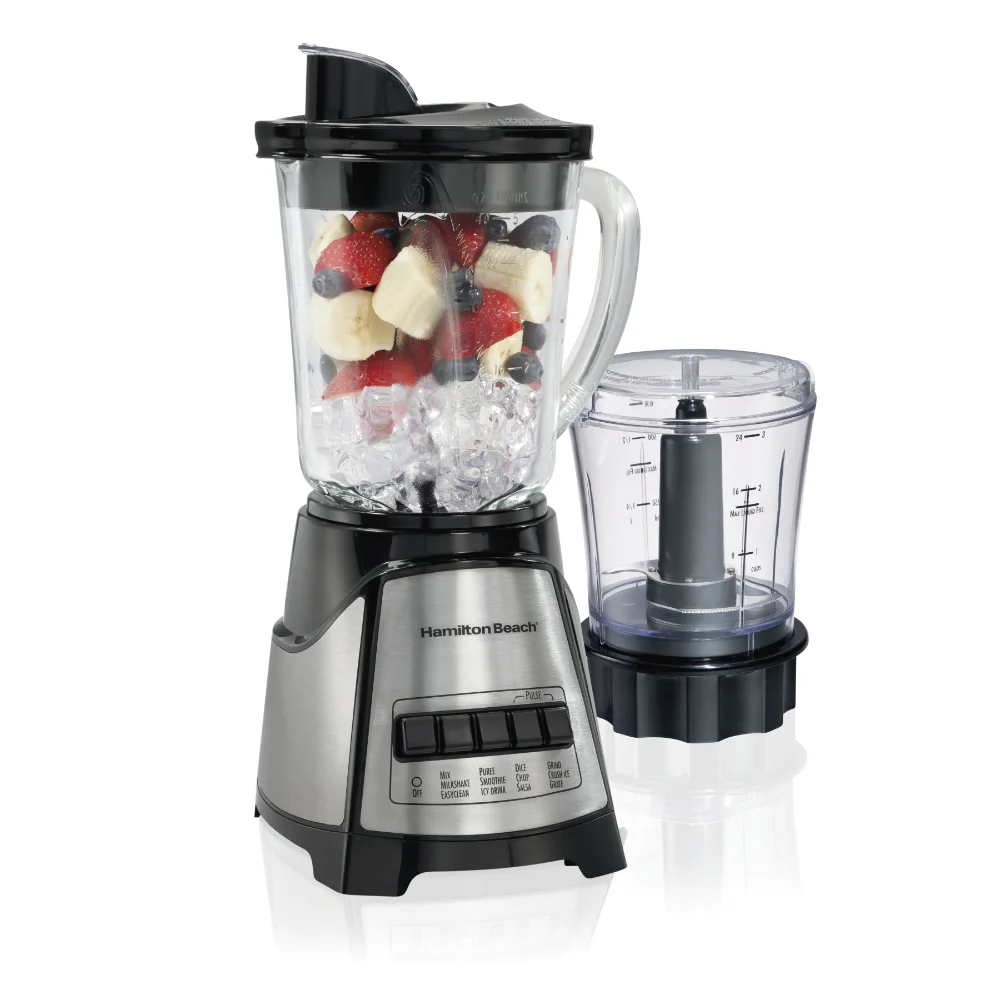 blender food processors Beach 12 Function Blender and Chopper with Mess-Free 40oz Glass Jar, 700W, Black and Stainless, 58149