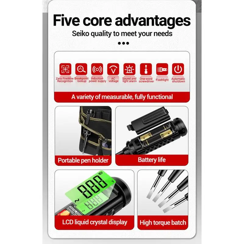 Тестер напряжения ручка ЖК-дисплей бесконтактный тестер детектор цепей AC 12 В-300 В