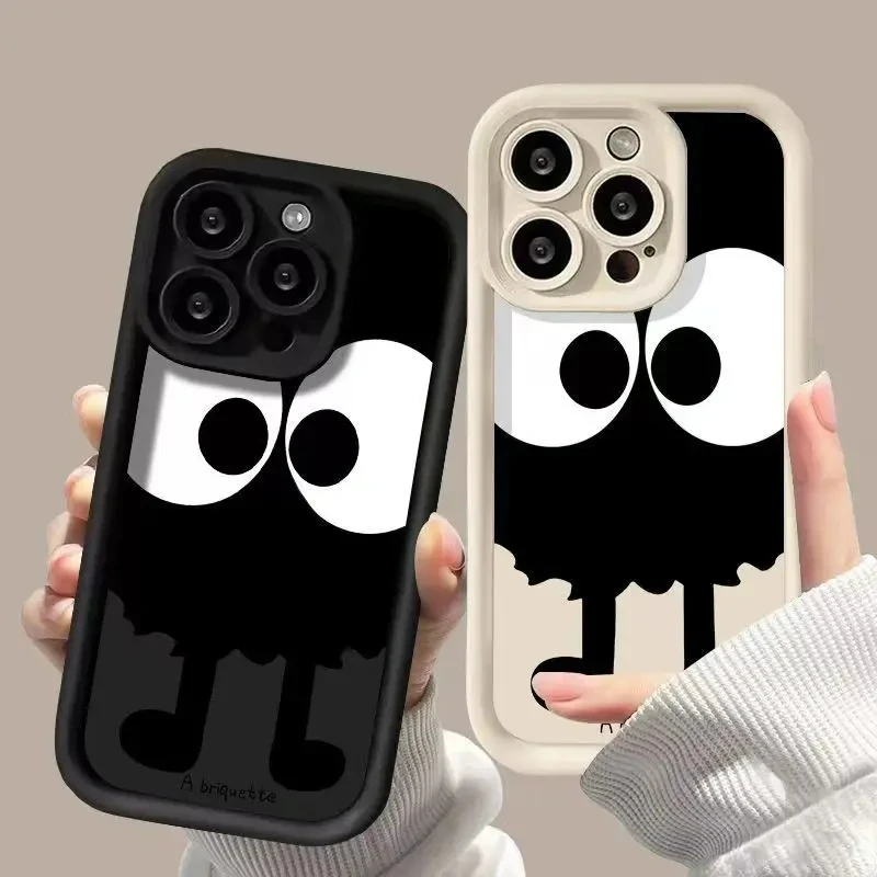 Фото Мягкий силиконовый чехол с мультяшными большими глазами для iPhone 17 Air, 16E, 16, 15, 14, 13, 12, 11 Pro Max, X, Xs, XR, 8, 7 Plus, Mini №1