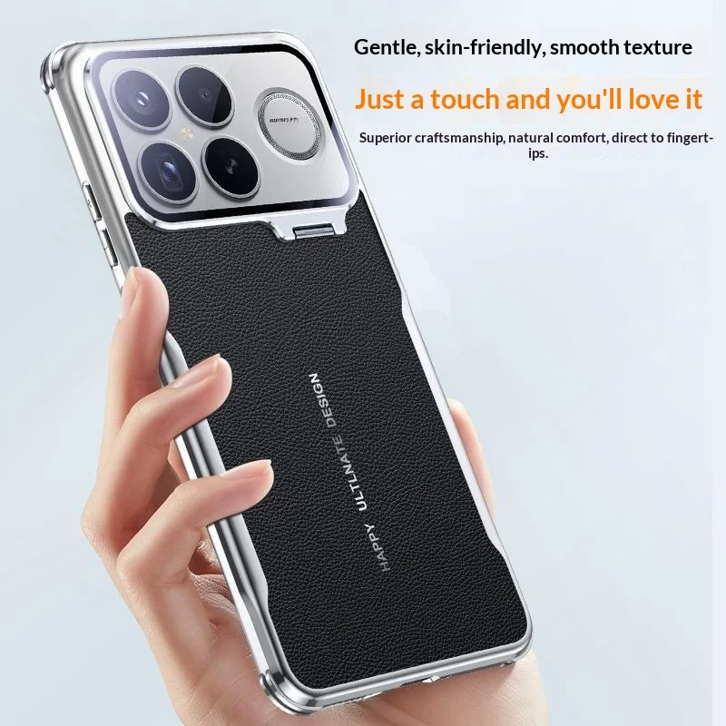 Фото Чехол для Xiaomi POCO F8 Ultra, роскошный кожаный чехол с невидимым держателем для HD-камеры, защитный чехол из поликарбоната для Redmi K90 Pro Max, ударопрочный бампер, чехол-футляр №1
