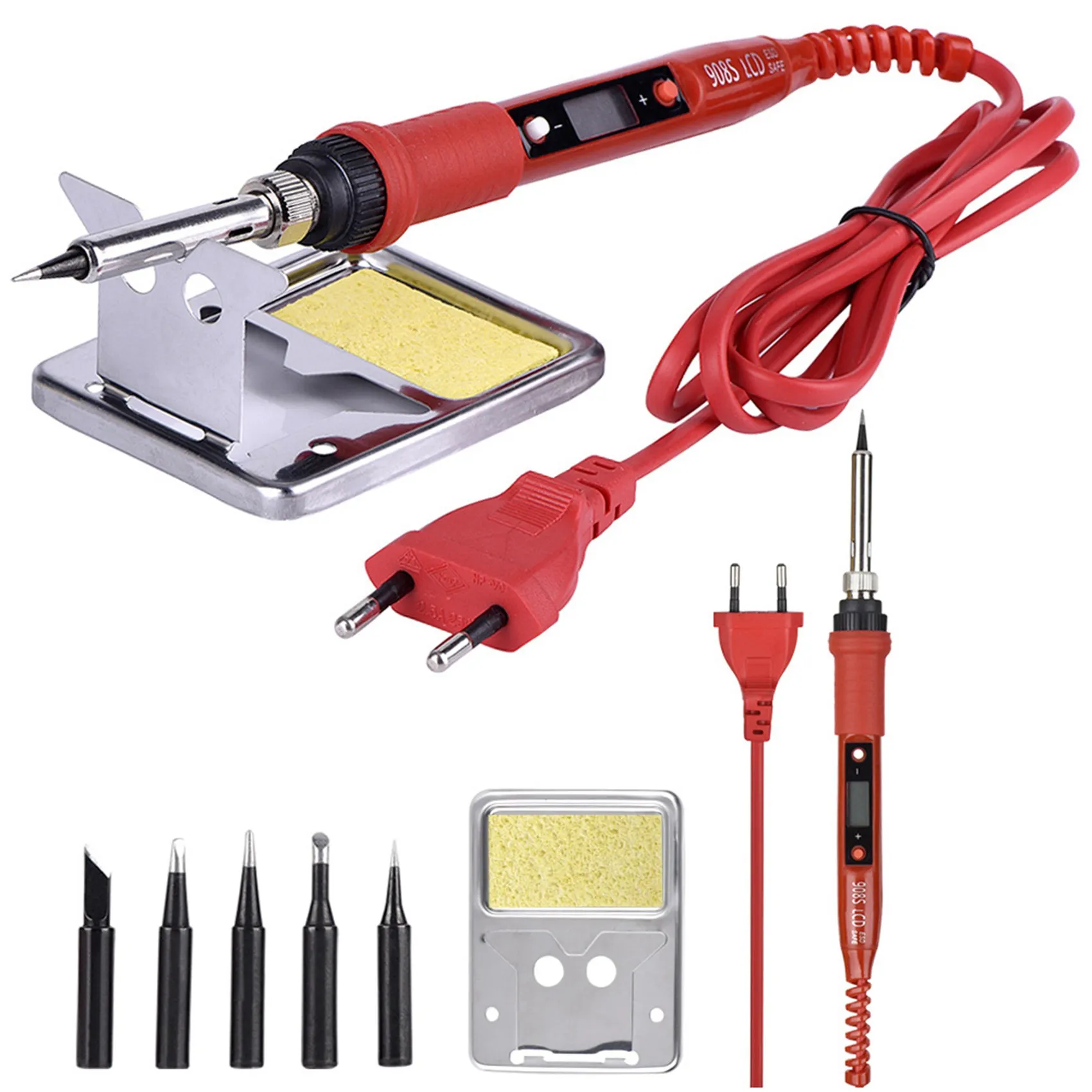 

220V 80W LCD Temperature Adjustable Soldering Iron with High-Quality Soldering Iron Tip and Kit EU Plug