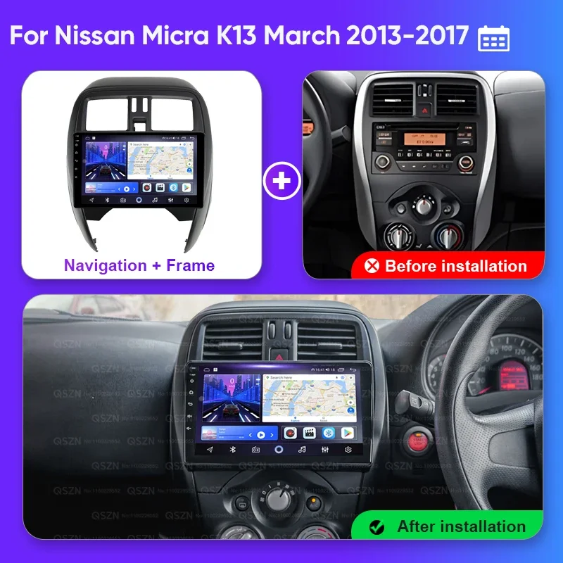 Для Nissan Micra K13 March 2013-2017 Автомобильный радиоприемник Carplay GPS-навигация Android Auto Wi-Fi 4G