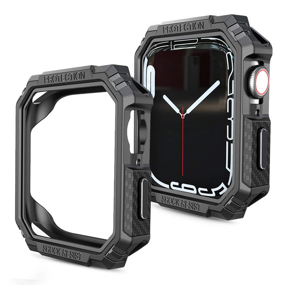 

Edge Protective Carbon Fiber PC Case for Apple Watch 8 Series 7 6 SE 5 Cover Ultra 49mm 41mm 45mm 40mm 44mm Hollow Frame Bumper