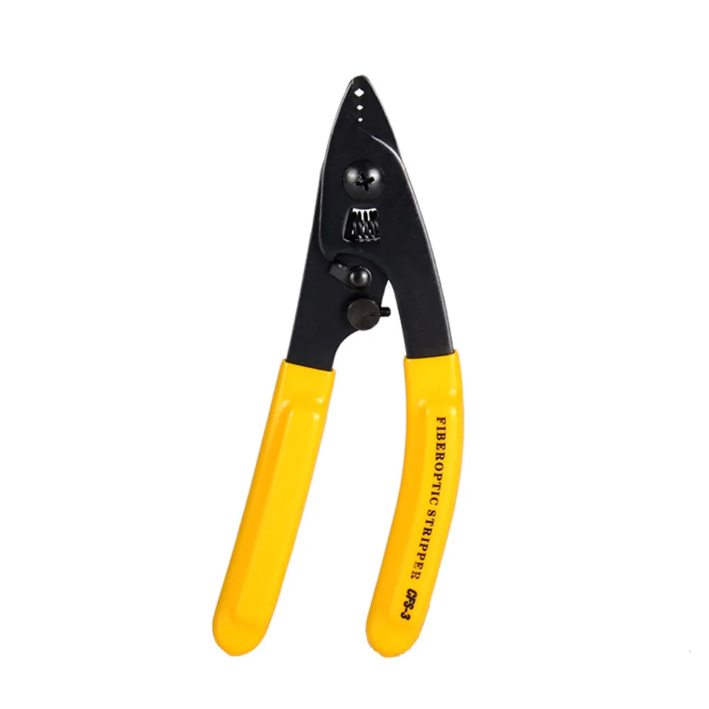 

Ergonomically Durable Fiber Optic Stripper CFS-3 Yellow Double-nose Pliers Practical For 125μm 250μm Cladding 3 Holes V-shaped