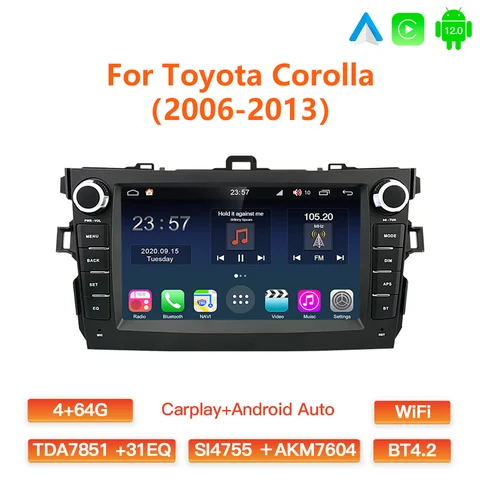 GATAXASKY 8 ''Android для Toyota Corolla E140/150 2007 2008 2009 2010 2011 2012 2013 автомобильное радио, стерео, мультимедийный плеер, динамики