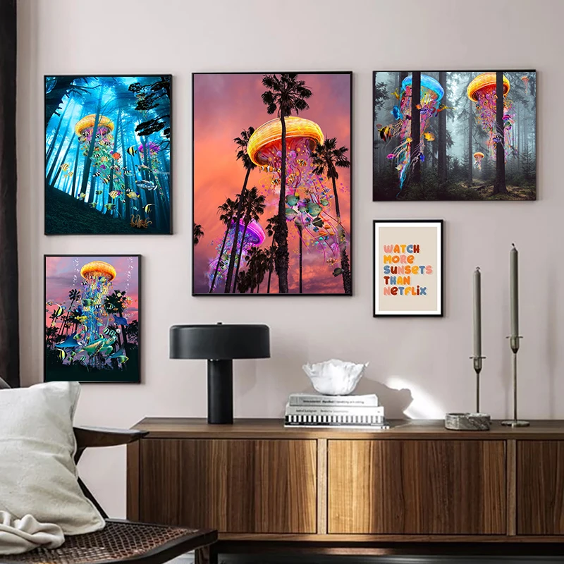 

Новая Картина на холсте зимой с Медузой, забавный абстрактный принт, настенное искусство, декоративная картина, современный домашний постер для гостиной