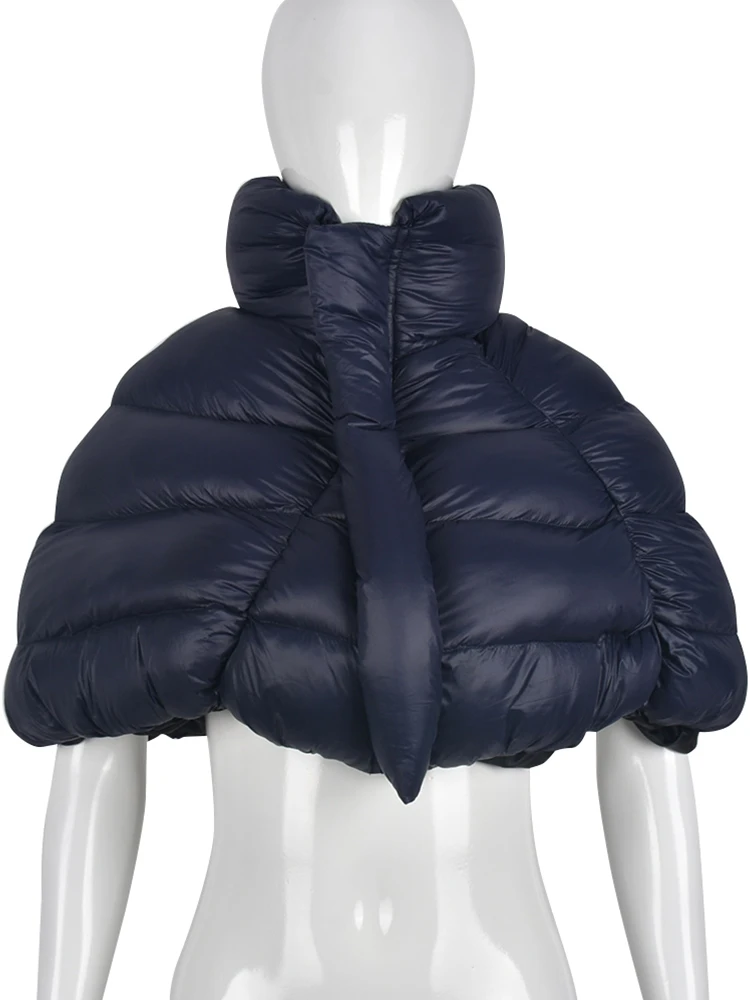 Simenual Cotton-padded Puffer Jacket Women Irregular Sleeveless Terry Mock Neck Zipper Casual Streetwear Bread Outerwear Baddie