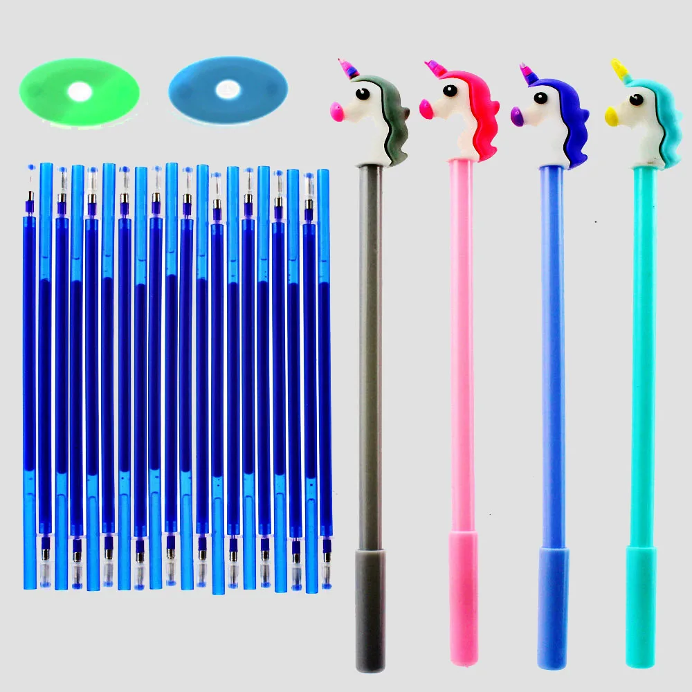 

26 Pcs/set Unicorn Erasable Gel Pen Refills Rod 0.5mm Washable Handle Magic Pen for School Pen Writing Tools Kawaii Stationery
