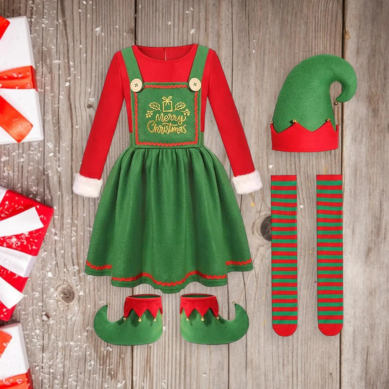 Elf Christmas Costume Fancy Dress Shoe Covers Kids Children Photo Props Clothes Elf Christmas Costume Fancy Dress Shoe Covers Kids Children Photo Props Clothes