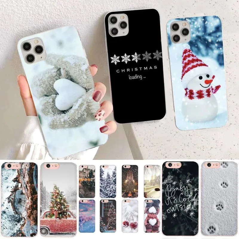 Suitable For IPhone14 13mini New Year Hot Snowman Snowflake Anti Wear Painted Back Phone Protective Case