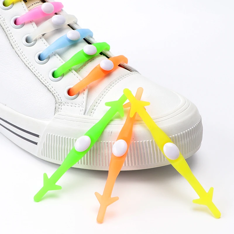 

12 Pcs/1 Set Luminous Silicone Shoelaces Elastic No Tie Shoe Laces For Sneakers Rubber Shoelace Kids Adult Lazy Lace Unisex