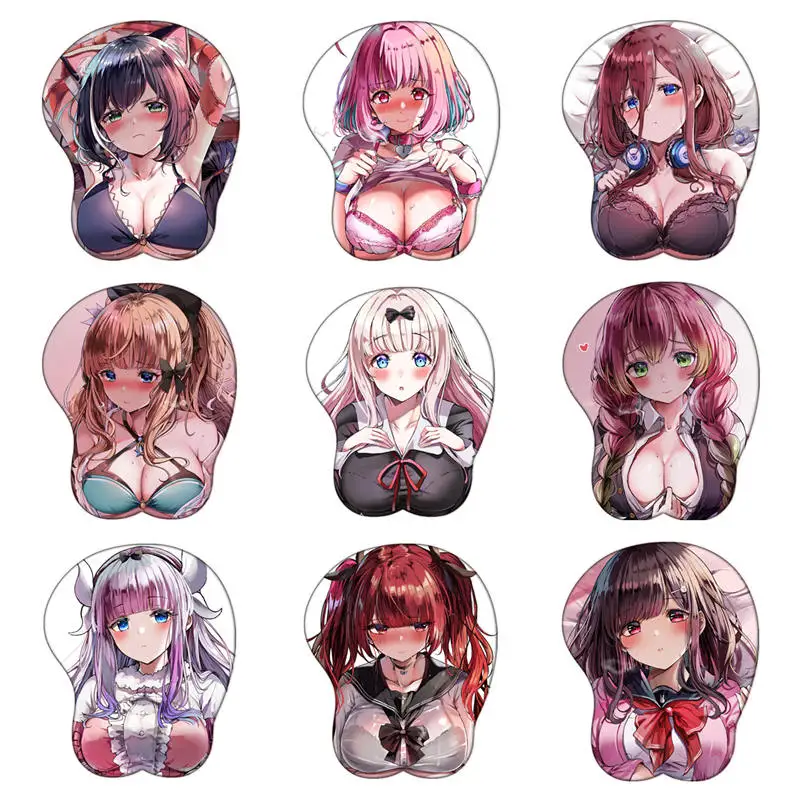 

Коврик для мыши в стиле аниме Kawaii Girl Oppai, игровой коврик для мыши Hololive 3D, силиконовый коврик для запястья, сексуальный женский коврик для мыши...