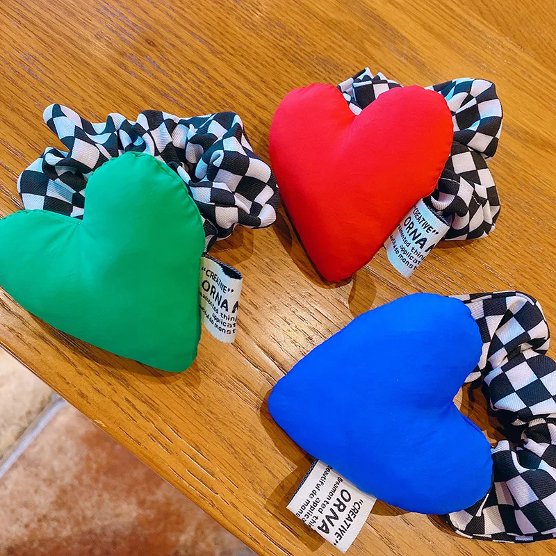 

2pc Beauty Korean Big Heart Elasticity Hair Ties Hair Scrunchies for Women Girls Child Holiday Party Hair Rings Rope Accessories